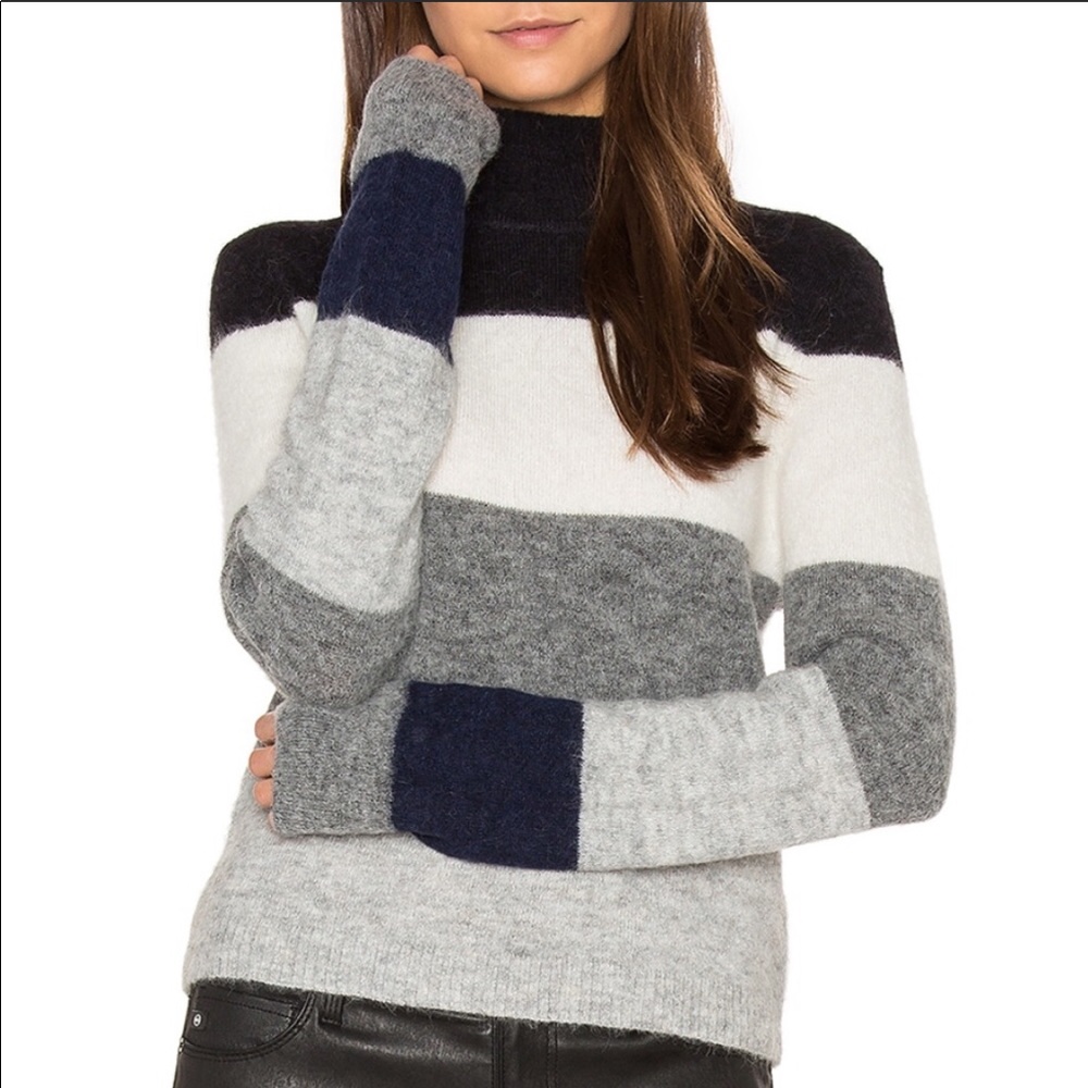 Equipment Ren Mock Neck striped sweater Medium